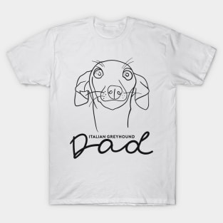 Italian Greyhound dad; with cute cartoon IGGY black line art. T-Shirt